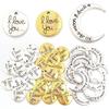 10pcs/lot Retro Alloy Pendant Double-sided Engraved Letters Round Moon Shaped Necklace Pendant DIY Handmade Fashion Jewelry Gift
