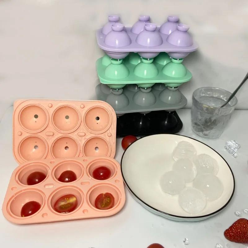 6 Cavitie Circular Ice Hockey Mold Silicone Ice Cube Mold DIY Ice Ball Round Jelly Making Mould For Cocktail Whiskey Drink Molde