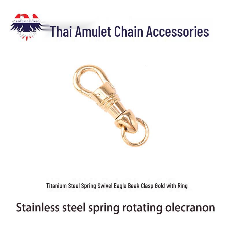 Thailand Amulet Cord with Stainless Steel Eagle Mouth Rotatable Clasp In Titanium, Gold, or Silver Finish