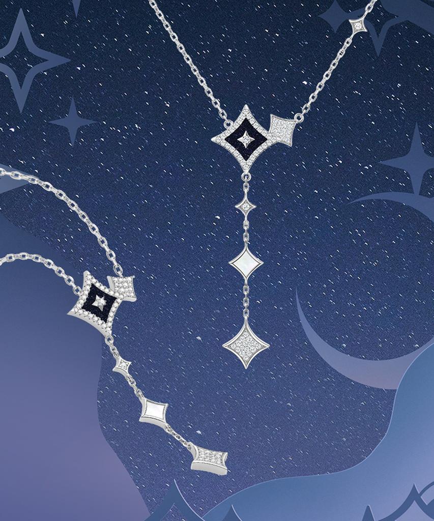 Lola Rose Starry Blue Sandstone Chain Silver Necklace