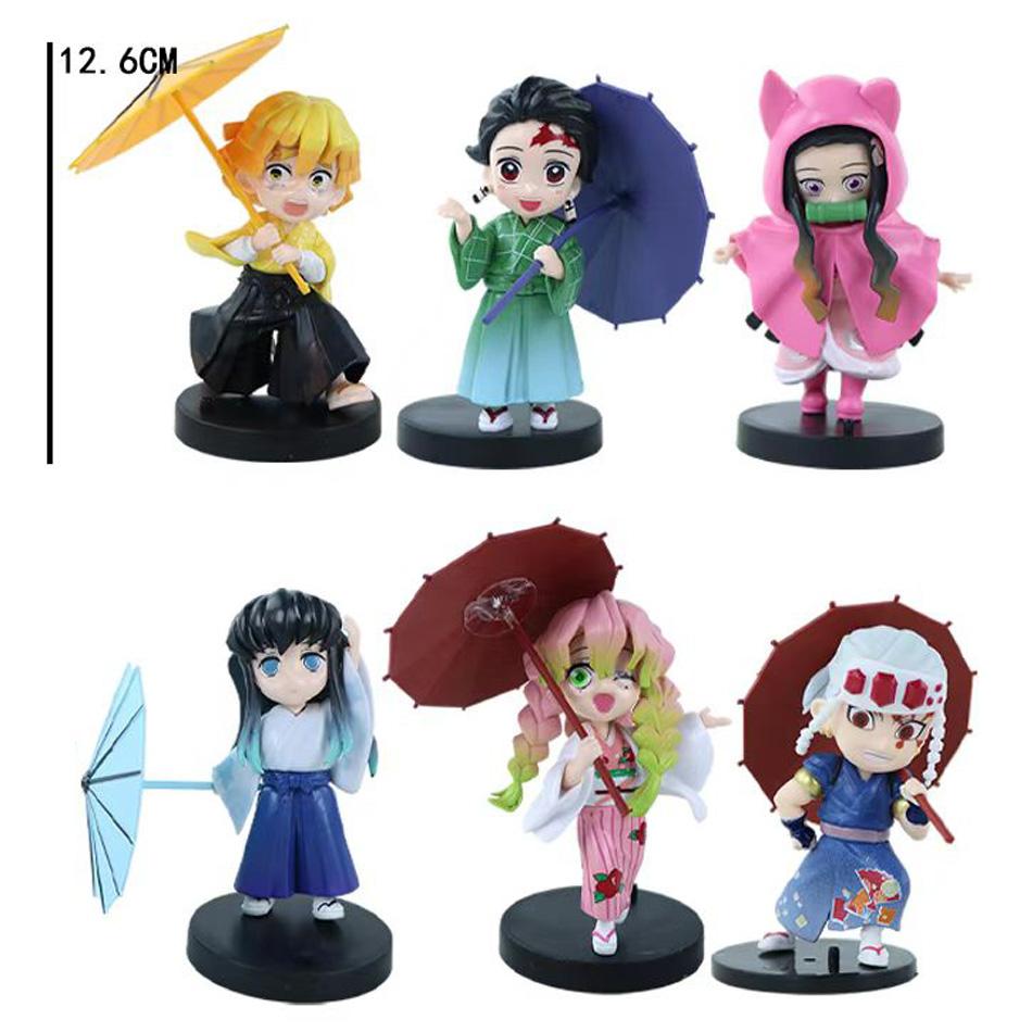 12pcs Anime Demon Slayer Tanjiro Kamado Nezuko Christmas Halloween PVC blind box cartoon figure model ornament child gift Random Mystery Trendy