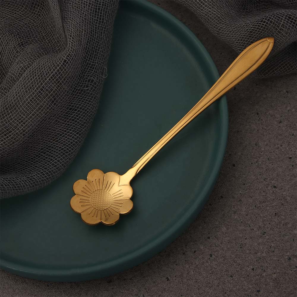 Pattern Bar tools Stainless Steel Tableware for Sugar Ice Cream Coffee Dessert Teaspoon Cutlery Set Flower Spoon Set Soup Spoon