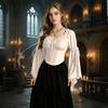 Women's Off-the-Shoulder Blouse with Elastic Neckline Vintage Top for Casual Wear