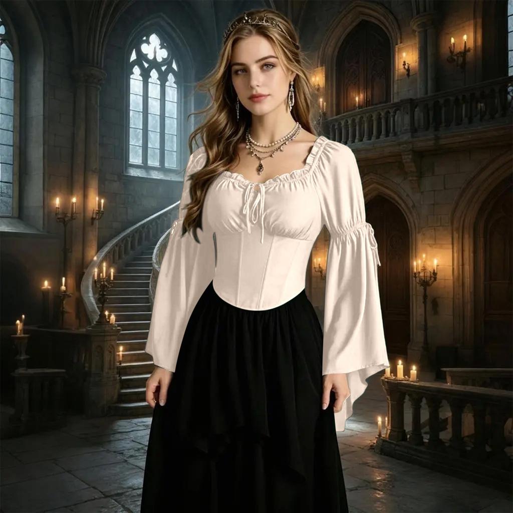 Women's Off-the-Shoulder Blouse with Elastic Neckline Vintage Top for Casual Wear