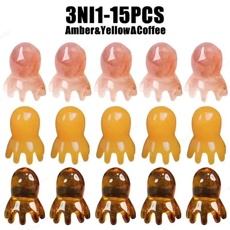 Resin Octopus Massage Comb Head Meridian Scraping Scalp Massage Brush Acupuncture SPA Gua Sha Massage Comb Fatigue Relief Massag