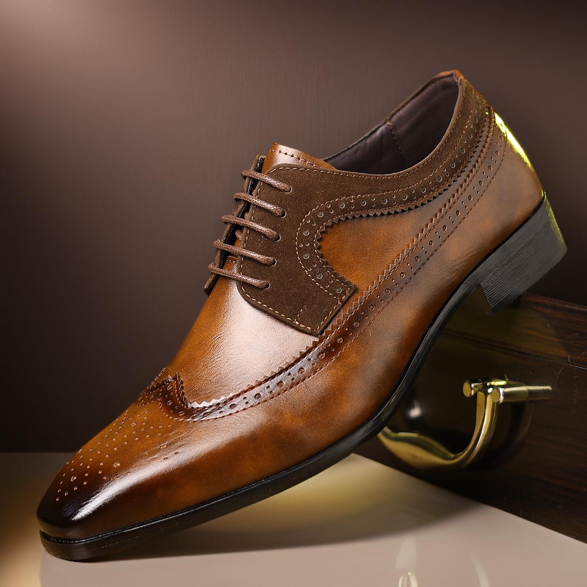 

2025 new Brock engraved leather shoes men s large size youth versatile British business formal men s shoes 48