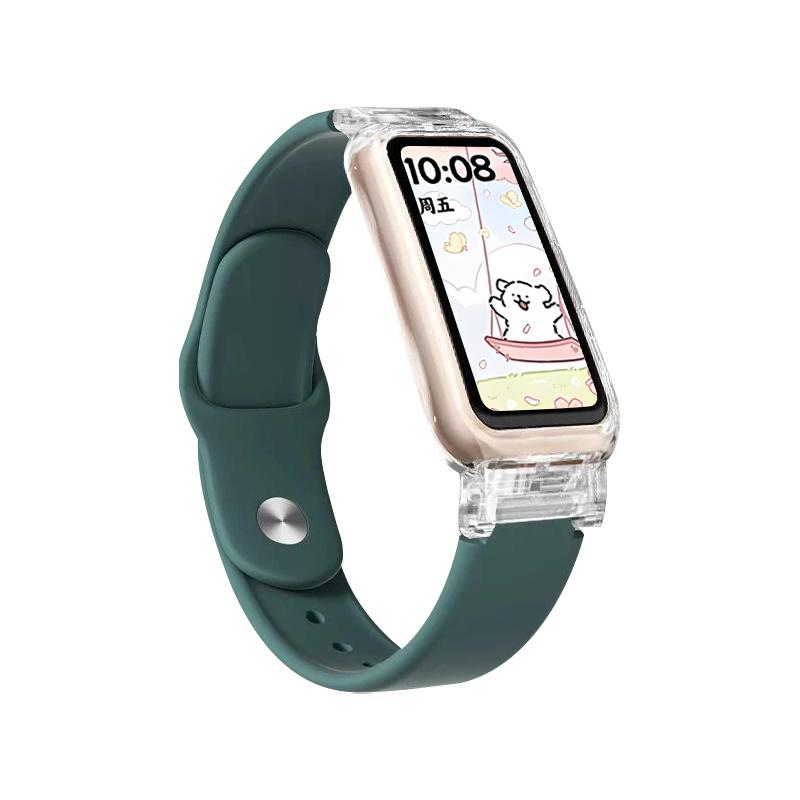 

Чехол+ремешок Для умных часов Huawei Band 10/9/9 NFC ремешок Аксессуары Спортивный силиконовый браслет correa для Huawei Bands 8/8NFC Чехол For Huawei Band 10 сосна зеленый
