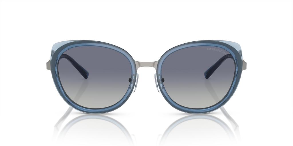 Emporio Armani Shiny Sunglasses Size 53 Women's Gunmetal/Blue EA2146,