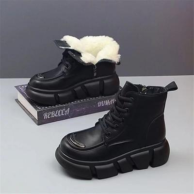 Sapatos Mulheres Novo Inverno Mais Veludo Botas Femininas Casuais Sapatos de Cano Alto Planos Mais Veludo Salto Plataforma Feminino Sapatos Esportivos