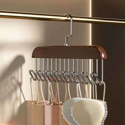 Garment Hanger 8 Hook Coat Hanger Vest Holder Solid Wood Underwear Clothes Hanger Space Saving Multipurpose Hanger for Wardrobe Cabinet Organization