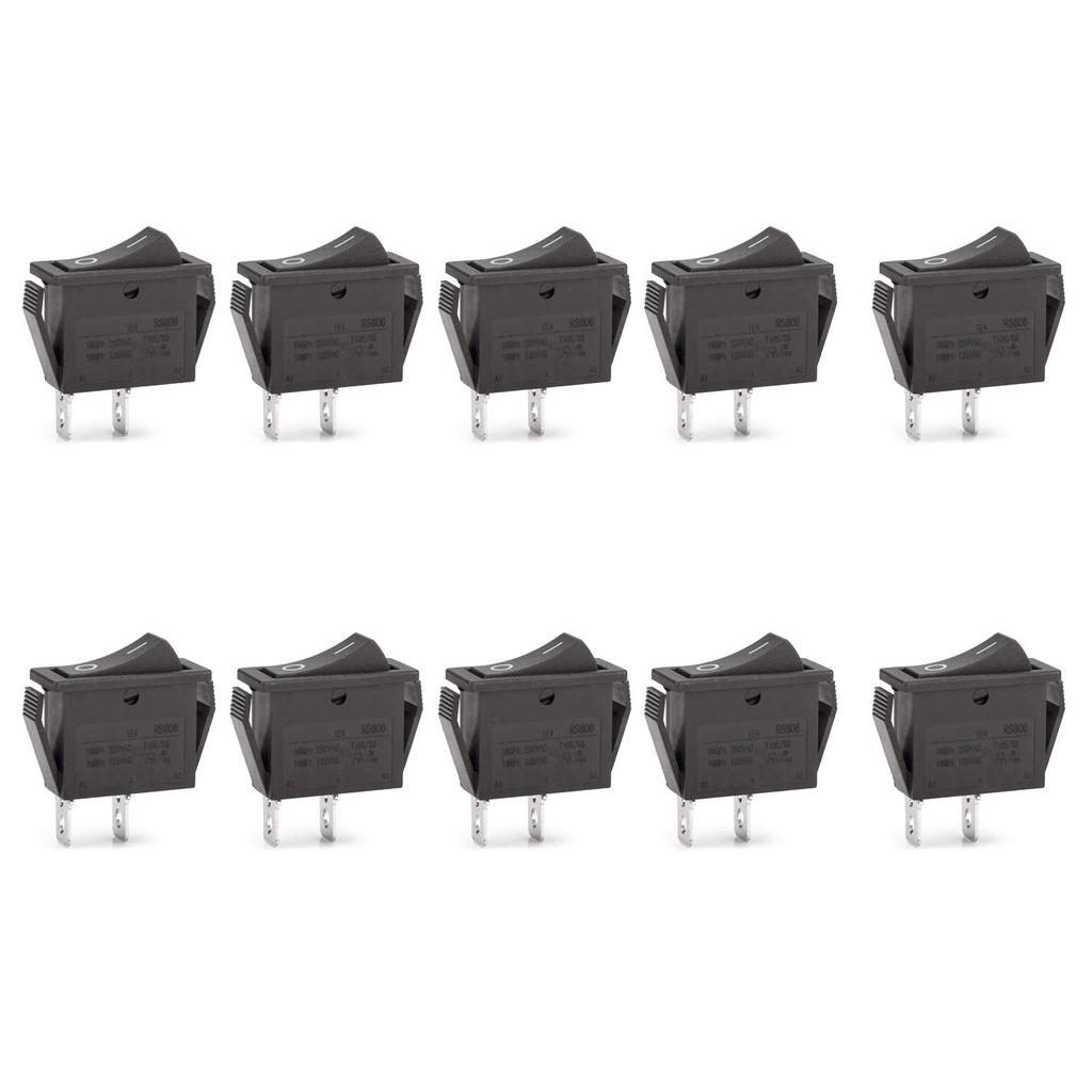 10 Pcs Environmental Protection Boat Rocker Switch AC 16A/250V 16A/125V 2 Solder Lug SPST On/Off 2 Pin Mini Boat Rocker Switch for Electrical