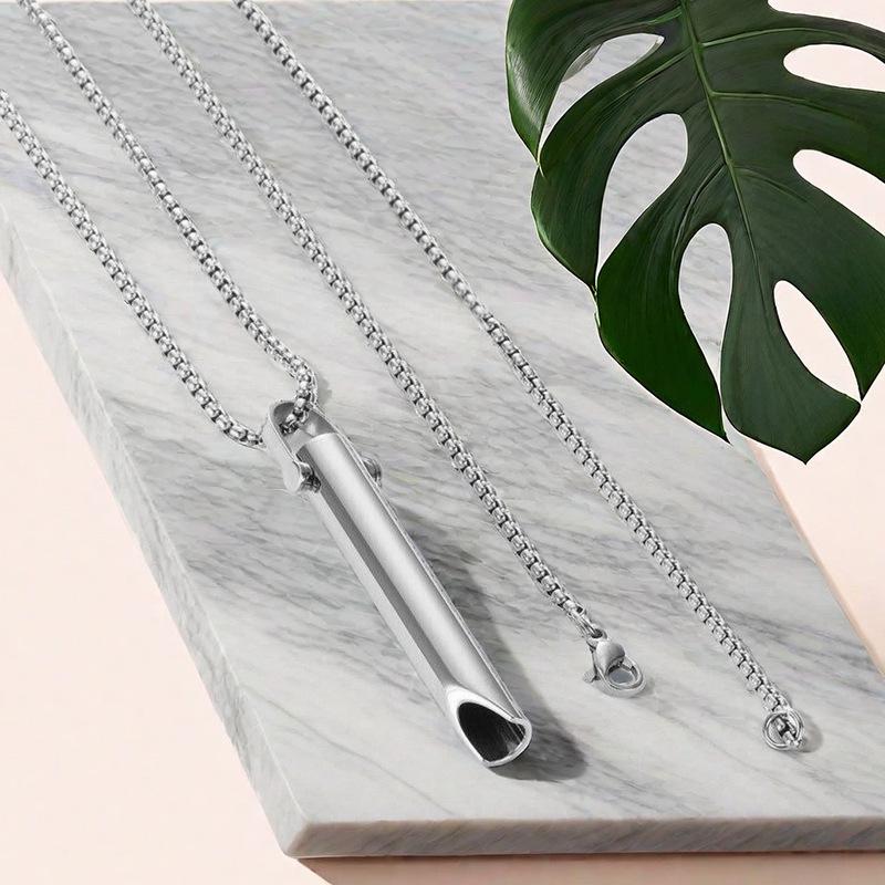 Stainless Steel Meditation Whistle Pendant for Mindfulness and Breathing Regulation