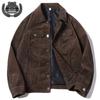 Jachetă Corduroy Vintage Bărbați Primăvară și Toamnă Matură Stabilă Rever Scule Casual Largă Bumbac Jachetă