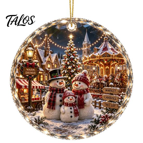 Christmas Landscape Ornament Scene Acrylic for Holiday Tree Decor, Decorative Festive Hanging Keepsake Party And Seasonal Home Decorations Artistic