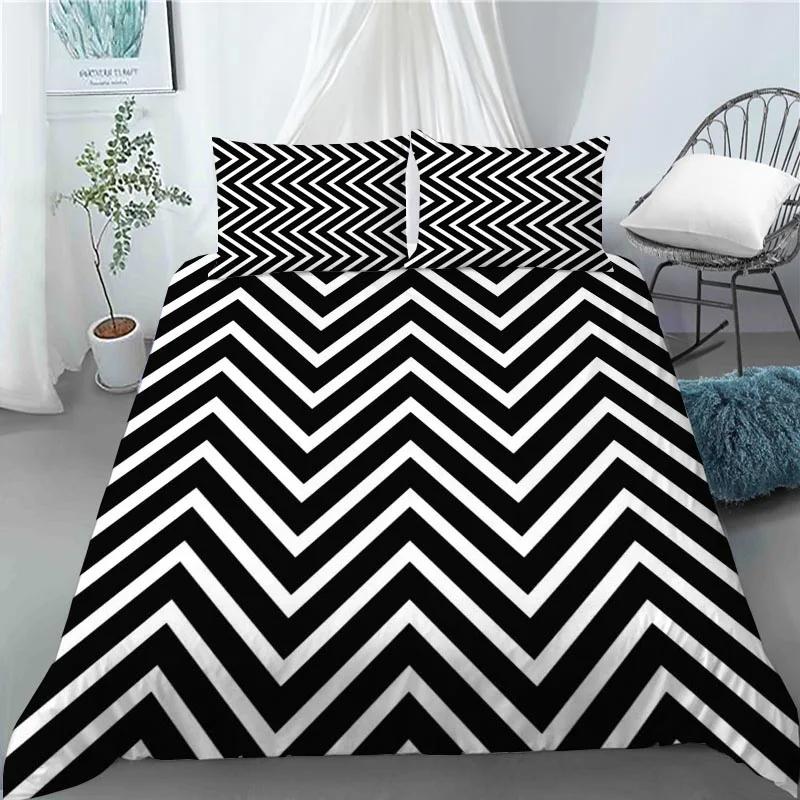 3D Nordic Style Black and White Grid Cute Animal Duvet Cover King Size Polyester Quilt Cover Pillowcases for Home Bedroom Decor