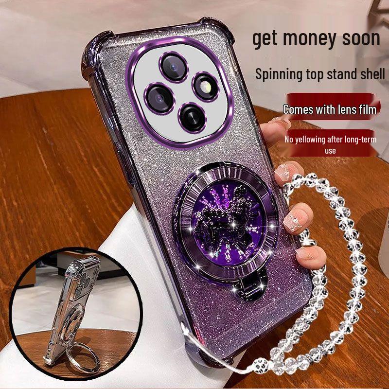 

OPPO A6 Pro/A58 Phone Case with Rotating Horse Stand, Electroplated, Anti-Fall Airbag, Creative Design. OPPO A6 5G