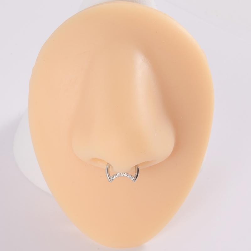 Unique Moon Shaped Nose Rings Ear Hoop Delicate Moon Shaped Nose Rings Earrings for Tragus with Diamond Embellishment