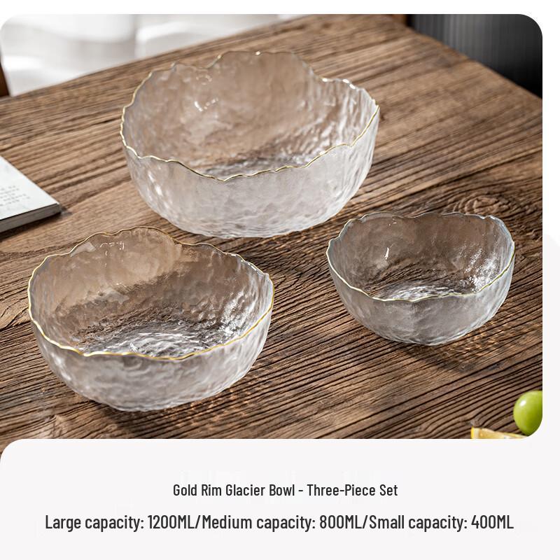 Jing Yu Heng Luxury Gold Rim Crystal Glass Fruit Bowl Set