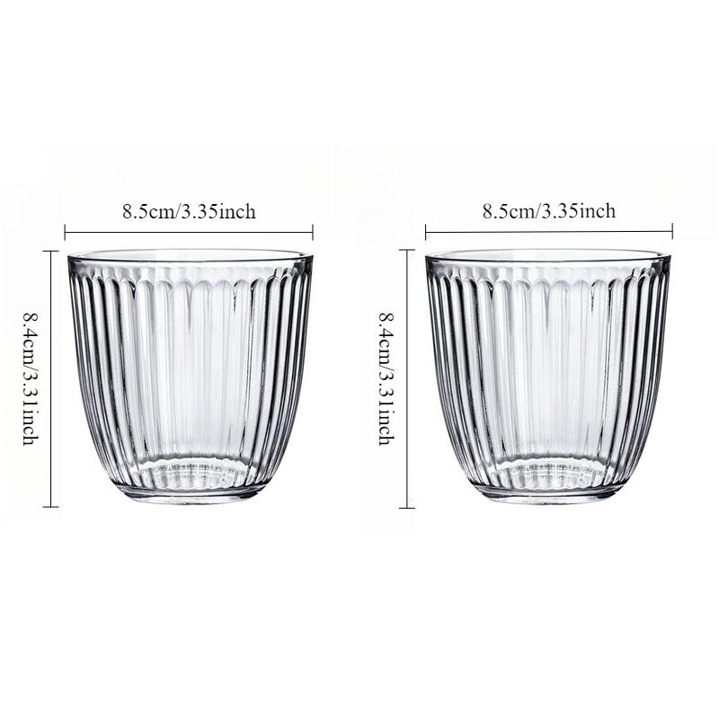 250ml/360ml American Iced Coffee Cups Simple Living Room Drinking Cups Cafe Cold Brew Transparents Vintage Striped Glass Cups