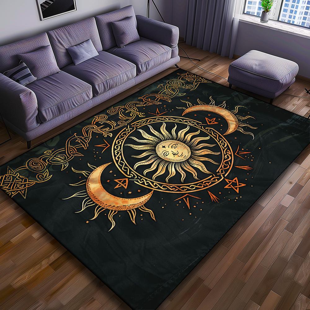 Sun & Moon Carpet, Durable Door Mat Chair Mat Sofa Mat, Comfortable Printed Area Rug Appropriate for Hotel, Balcony, Hallway,