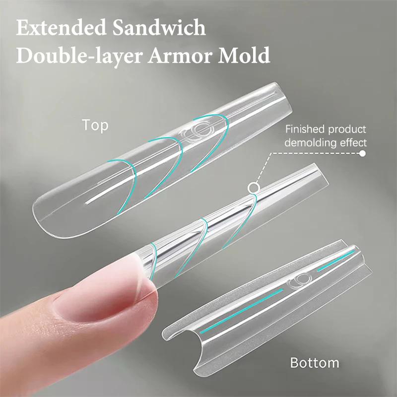 280pcs Sandwich Dual Forms Nail Extension Upper Mold Coffin Almond Acrylic Top Bottom Molds 14 Sizes Nail Forms