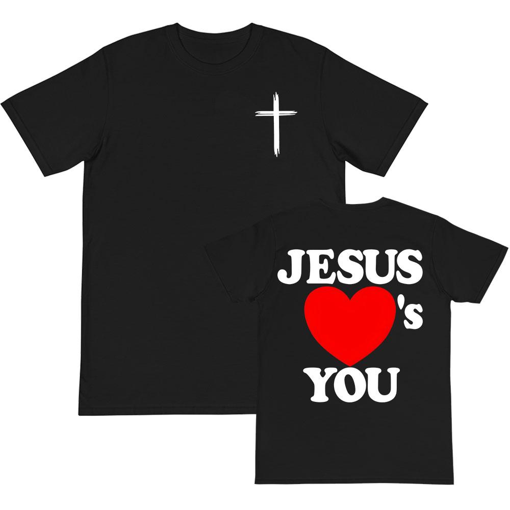Christian Bible Verse 2025 New Tshirts Jesus Loves You T-shirt Round Neck Summer Cotton T Shirt Men Women Clothing Tee