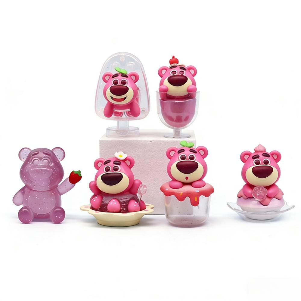 6pcs Disney Toy Story Lotso Bear Strawberry Ice Series Action Figure Cute Anime Toy Collection Doll for Kids Gift 6pcs