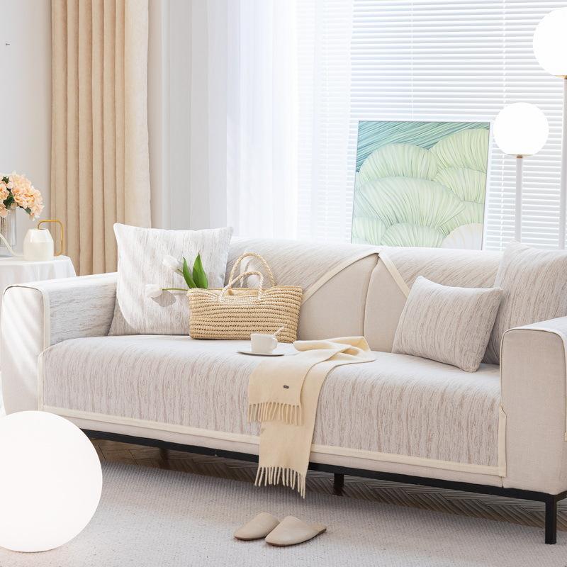 New French Chenille Sofa Cushion, New Anti-slip, High-end Leather Sofa Cover for All Seasons, Cloth Towel Seat Cushion