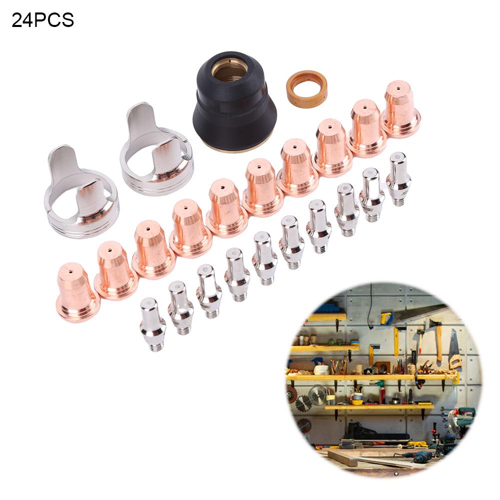 24pcs IPT40 Plasma Tips Kit Welding Parts Torch Plasma Cutting Shield Cap for YESWELDER CUT 55DS Pro CUT 65DS Plasma Cutter