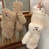 Girls Cute Windproof Plush Outdoor Thicken Women Winter Gloves Hanging Gloves Korean Mittens Bear