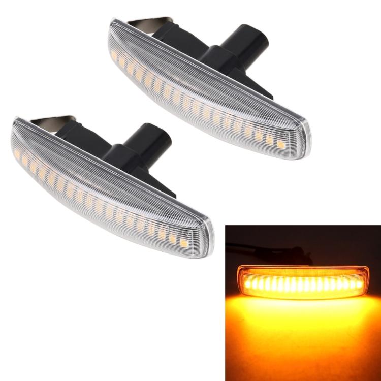 

2 PCS DC12V / 3W Car LED Dynamic Blinker Side Lights Flowing Water Turn Signal Light for Land Rover, Amber Light прозорий