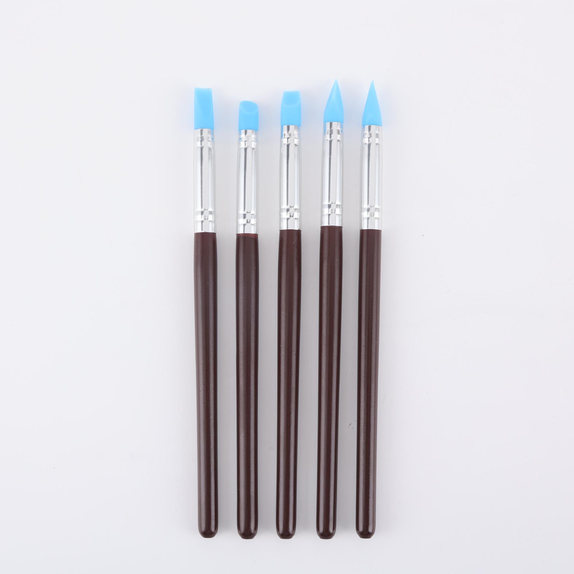 

5 Деревянных Ручек Силиконовых Ручек для Нейл-арта и Эскизов