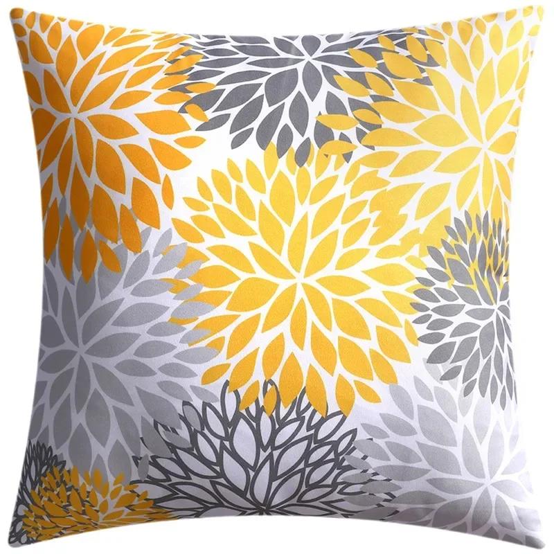 Blue Floral Printed Cushion Cover 45x45cm Modern Sofa Car Decorative Throw Pillow Covers Office Waist Cushion Pillowcase