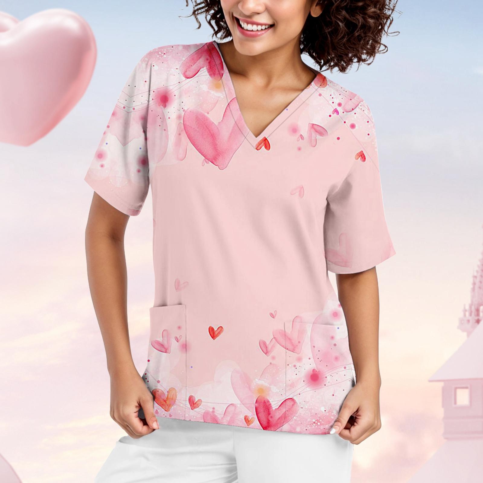 

20254 Топы-халаты для женщин с коротким рукавом, мультяшная спа-униформа, медицинская униформа, униформа для медсестер, зоомагазина, туника с V-образным вырезом и карманами L