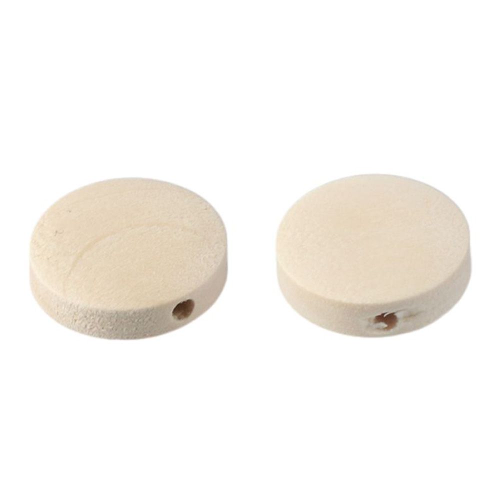 200pcs Flat Round Flat Round Wooden Beads Wooden 15mm Wooden Circle Coin Loose Beads Hole: 2mm Natural Wooden