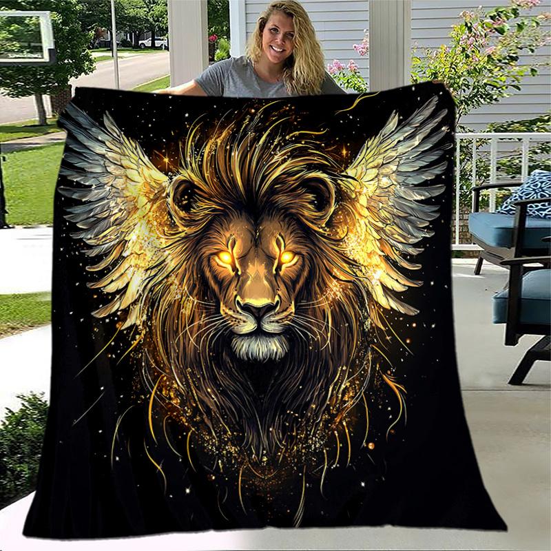 1pc Golden Skull amidst Roses Blanket,Living Room, Travel.K051