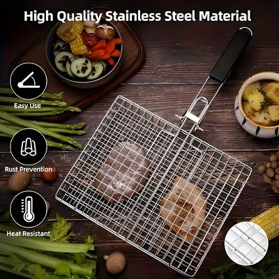 Klappbarer Griff Grillkorb Outdoor Multifunktionales Werkzeug Grillen Fisch Fleisch Mais Gemüse Haus Garten BBQ Zubehör