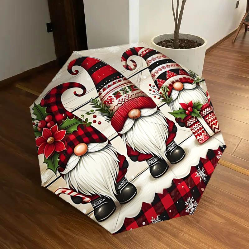 Christmas shrews - Buffalo Check Holiday Table Mats with Snowflakes, Holly Berries, Presents, Candy Canes, and Gnomes - Christmas umbrellasT