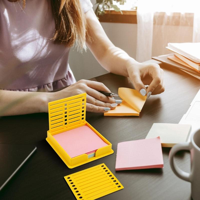 Sturdy Plastic Sticky Note Organizers with Stencil Templates for Personalize Office Supplies Desk Setups Daily Use