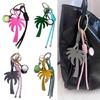 Colorful Coconut Tree Keyring Travel Accessory Alloy And Leather Rope Keychain With Summer Island Accent