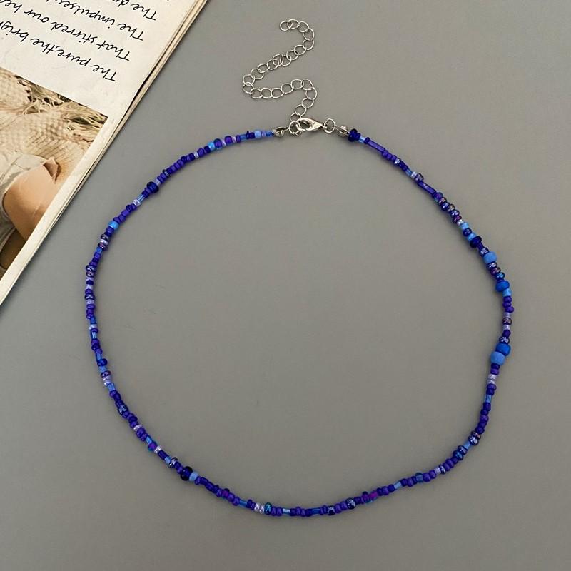 New Irregualr Glasses Beads Choker Necklace for Women Fashion Trendy Popular Short Neck Jewelry Colorful Necklace