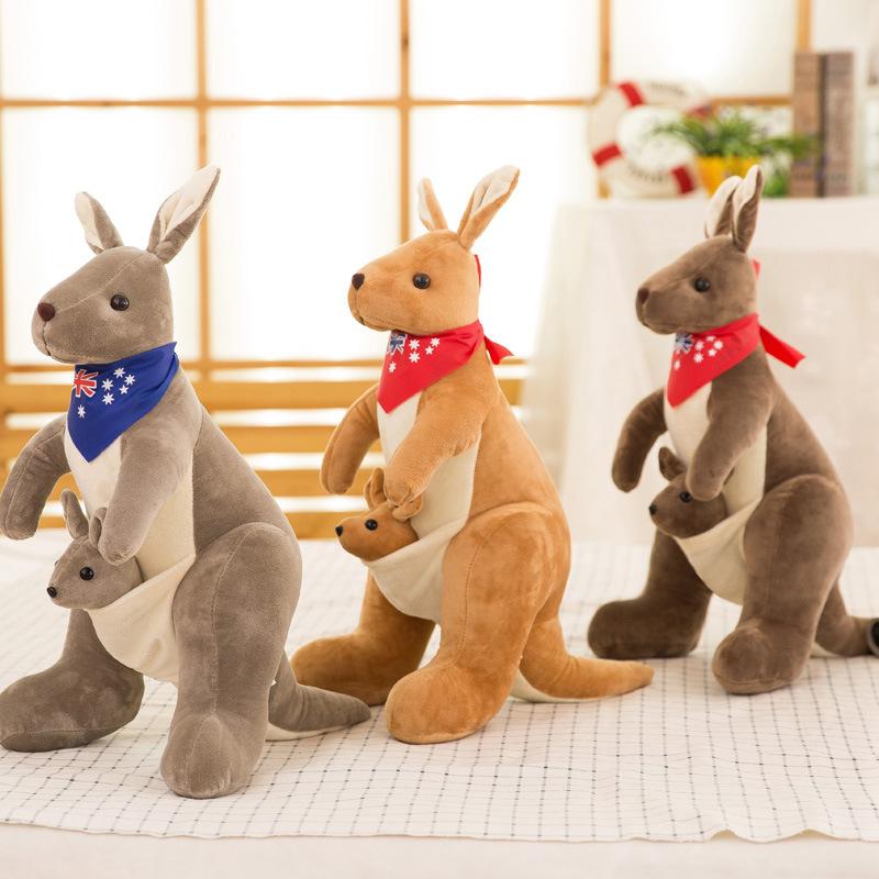 35Cm Lovely Mother & Child Kangaroo Plush Toys Plushie Pillow Big Size Stuffed Dolls For Baby Room Decor Birthday Christmas Gift