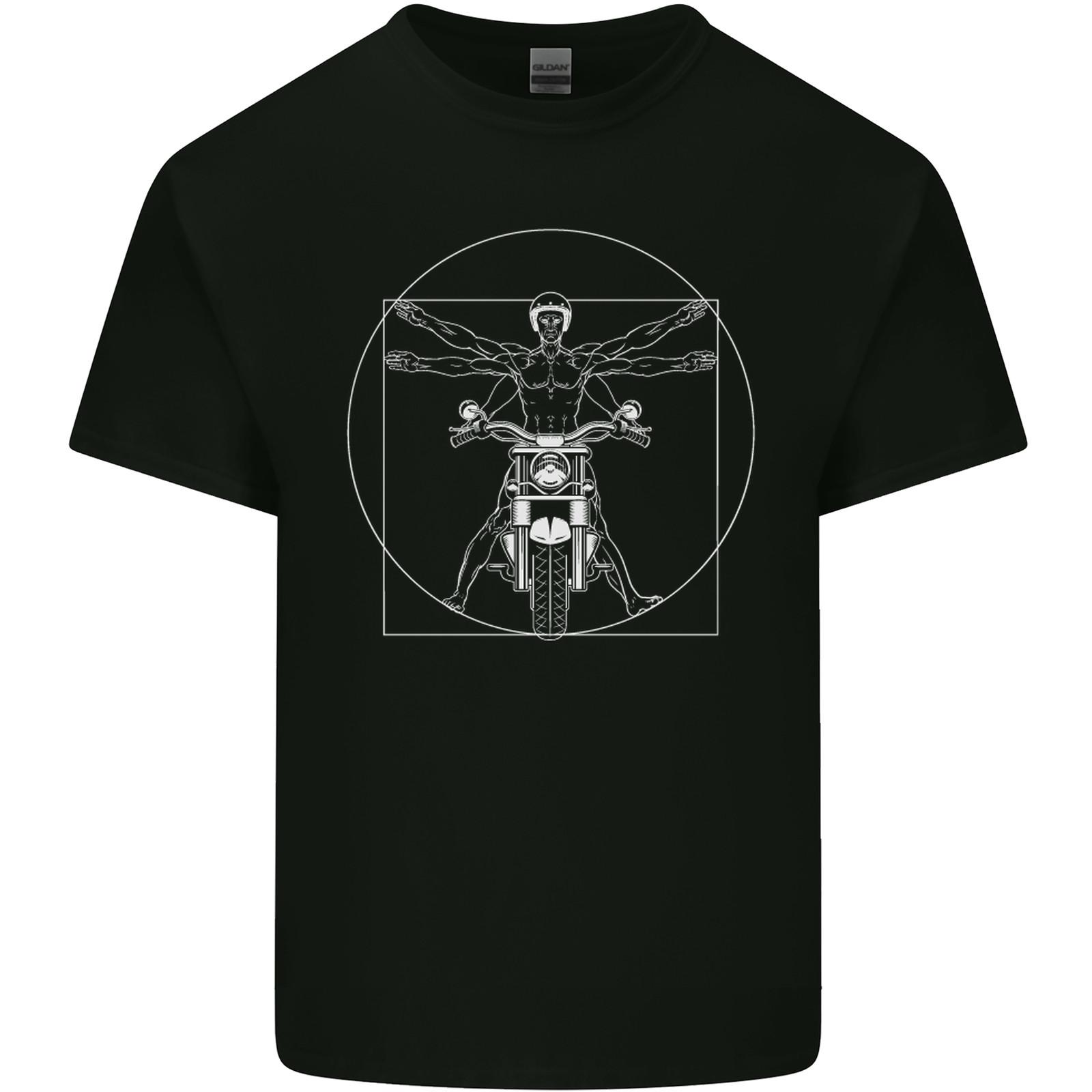 Vitruvian Biker Motorcycle Motorbike Mens Light Cotton T-Shirt Mens Womens Tees Top 4XL