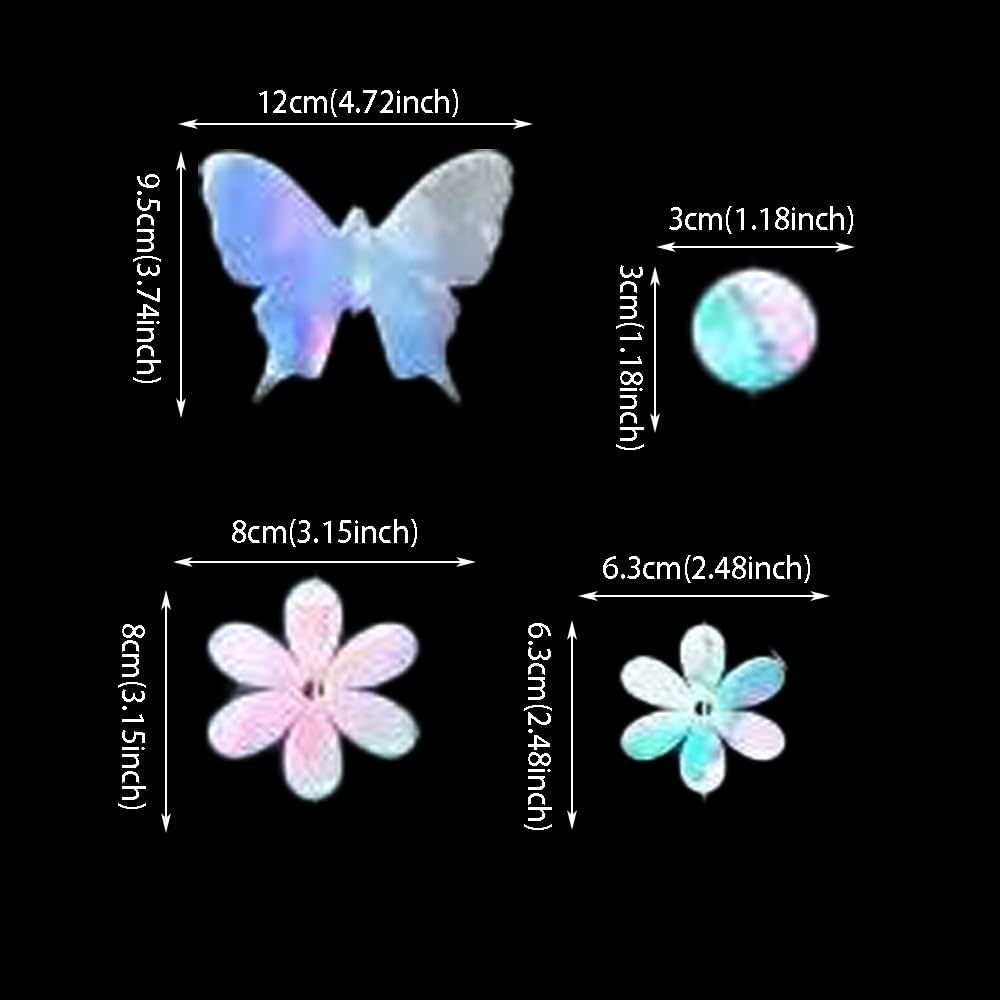 52.5 Ft Iridescent Butterfly Garland Butterfly Flower Circle dot Hanging Paper Banner Streamer for Birthday Baby Shower Wedding Party Decorations