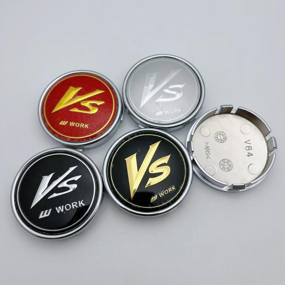 4pcs JDM 64mm VS W Work Logo Emblem Badge Car Wheel Center Cap Wheels Hubcaps Rims Center Dust Cover Car Accessories for Volvo