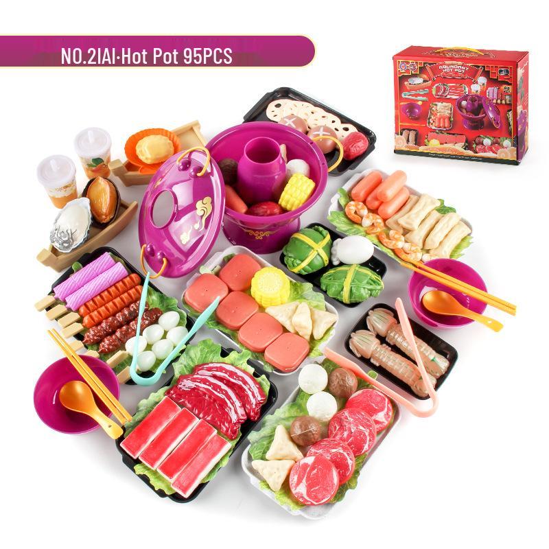 

Children s Hot Pot & BBQ Play Set - Pretend Skewers, Ingredients, Tableware for Parent-Child Fun