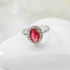 Elegant Pink Tourmaline & Zircon Oval Ring for Women