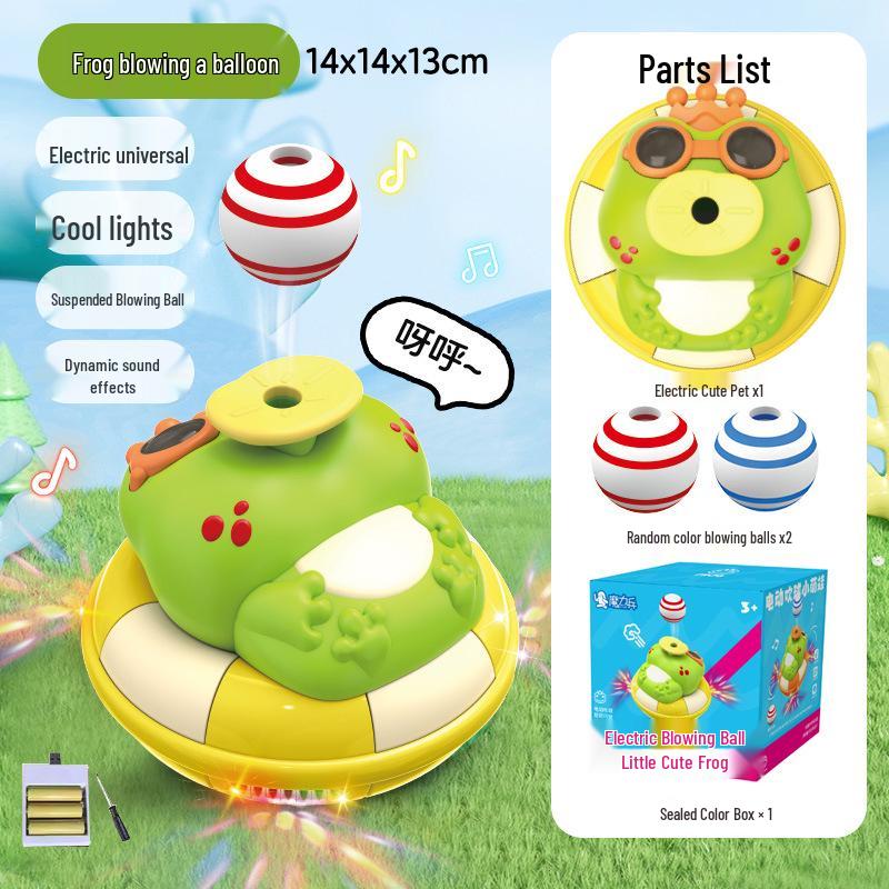 Electric Frog & Elephant Music Toy Set: Hovering Ball and Light-Up Features