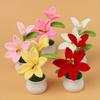 1Pc Hand-crocheted lily flower small potted plant simulation mini home desk car ornament gift
