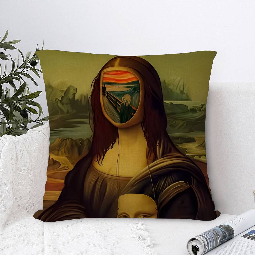 Mona Lisa Śmieszne Spersonalizowane Zdjęcie Tekst Dekoracyjne Poduszki Domowe Prezenty Domowe 45x45cm